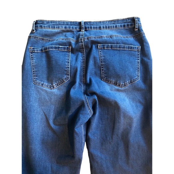 LUXE MODA Chic Embellished Denim Jeans Straight Size‎ 10 Beads Feather Med Wash - Picture 4 of 10